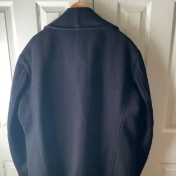 VINTAGE Military Issue Made in USA Navy Blue Wool Double Breasted Pea Coat SZ 50 - Picture 2 of 4